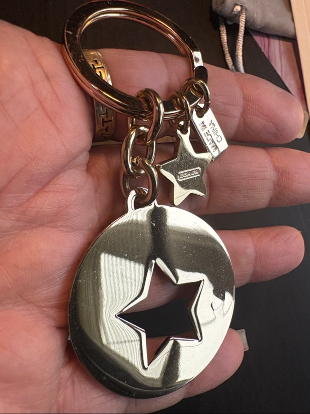 Coach Gold-Tone Star Cutout Keychain with Crystal Accents - Picture 2 of 5